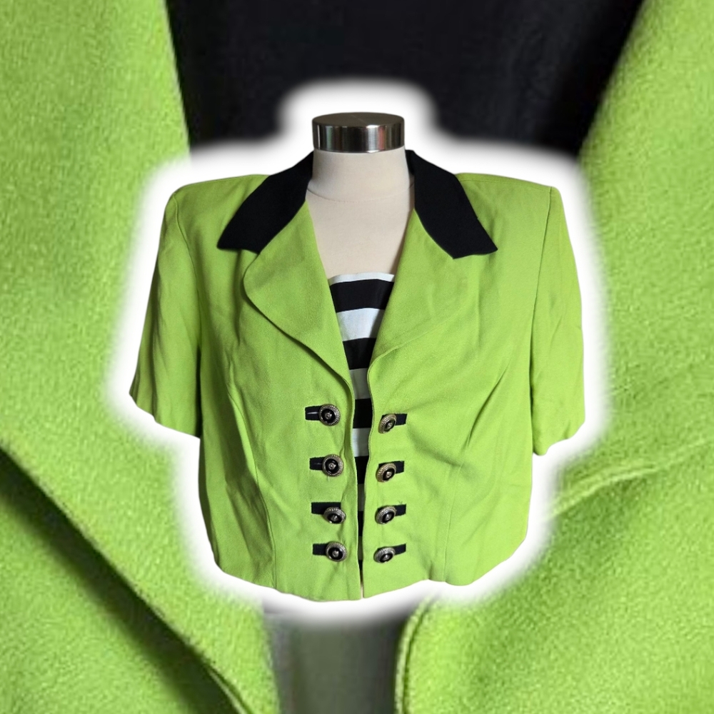 Vibrant Green Blouse with Black Details